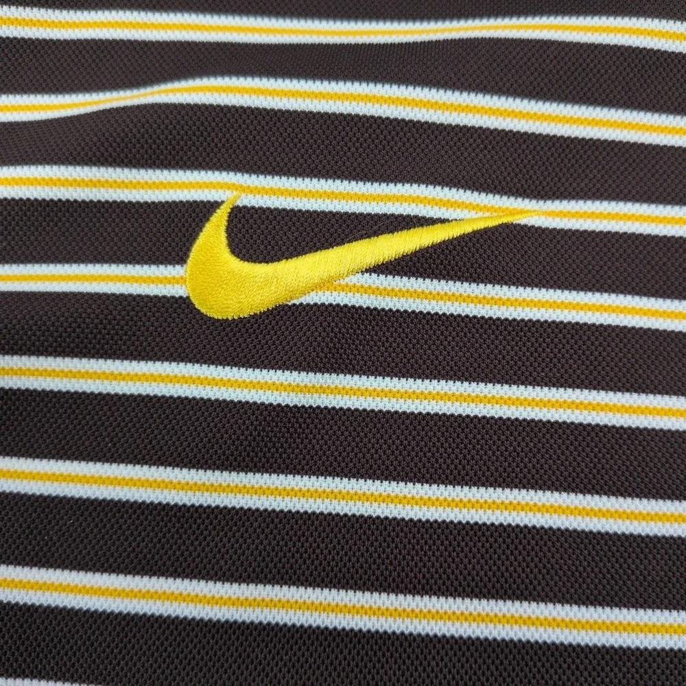 NIKE San Diego Padres Mens Dri-FIT Striped Logo Golf Polo Shirt Brown XL